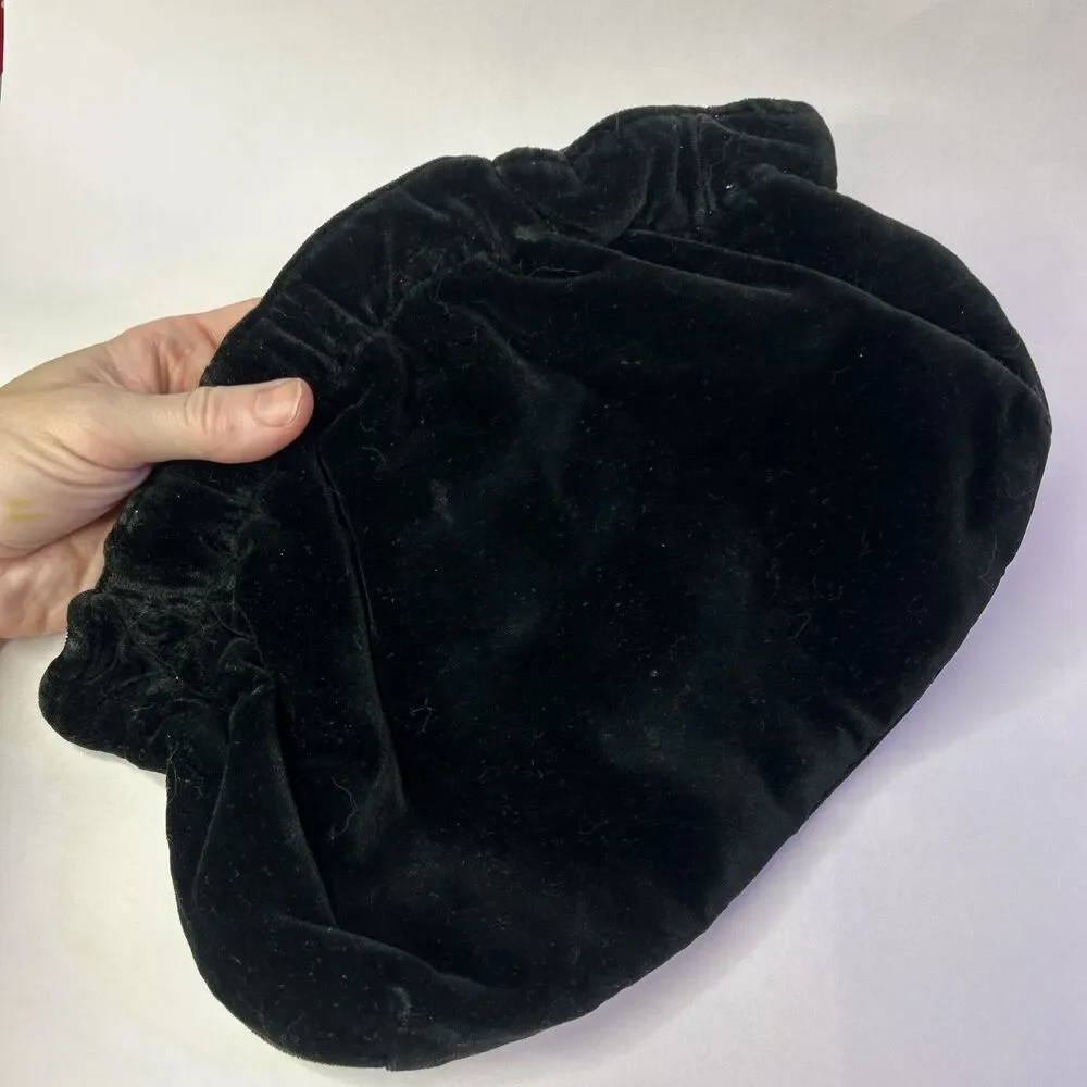 Vintage Black Velvet Clutch Handbag. By Tibor Handbags Whimsigoth Goth